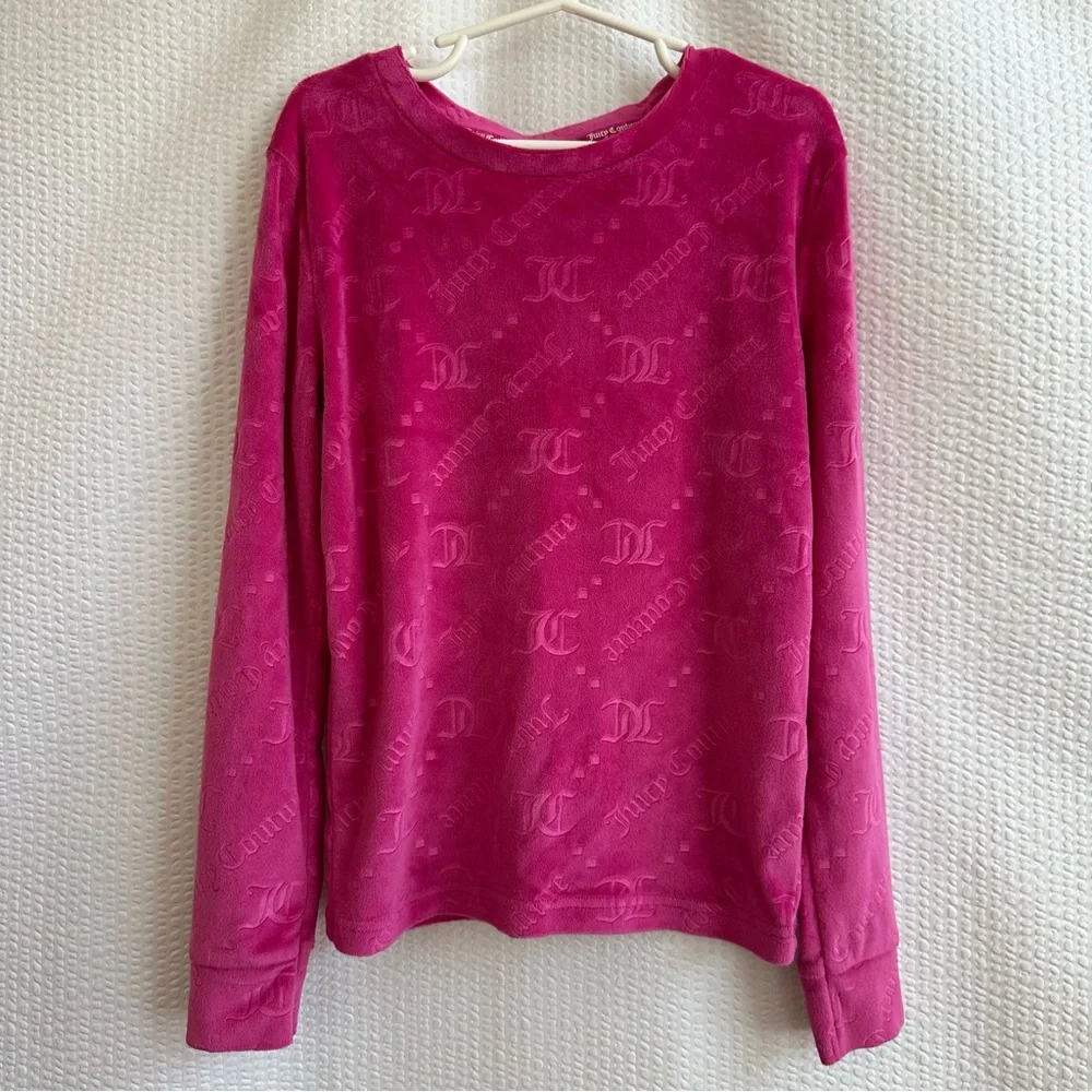 Juicy Couture Girls Pink Velour Pajama Long Sleeve Shirt Pant Set Size: 10 - Picture 2 of 4